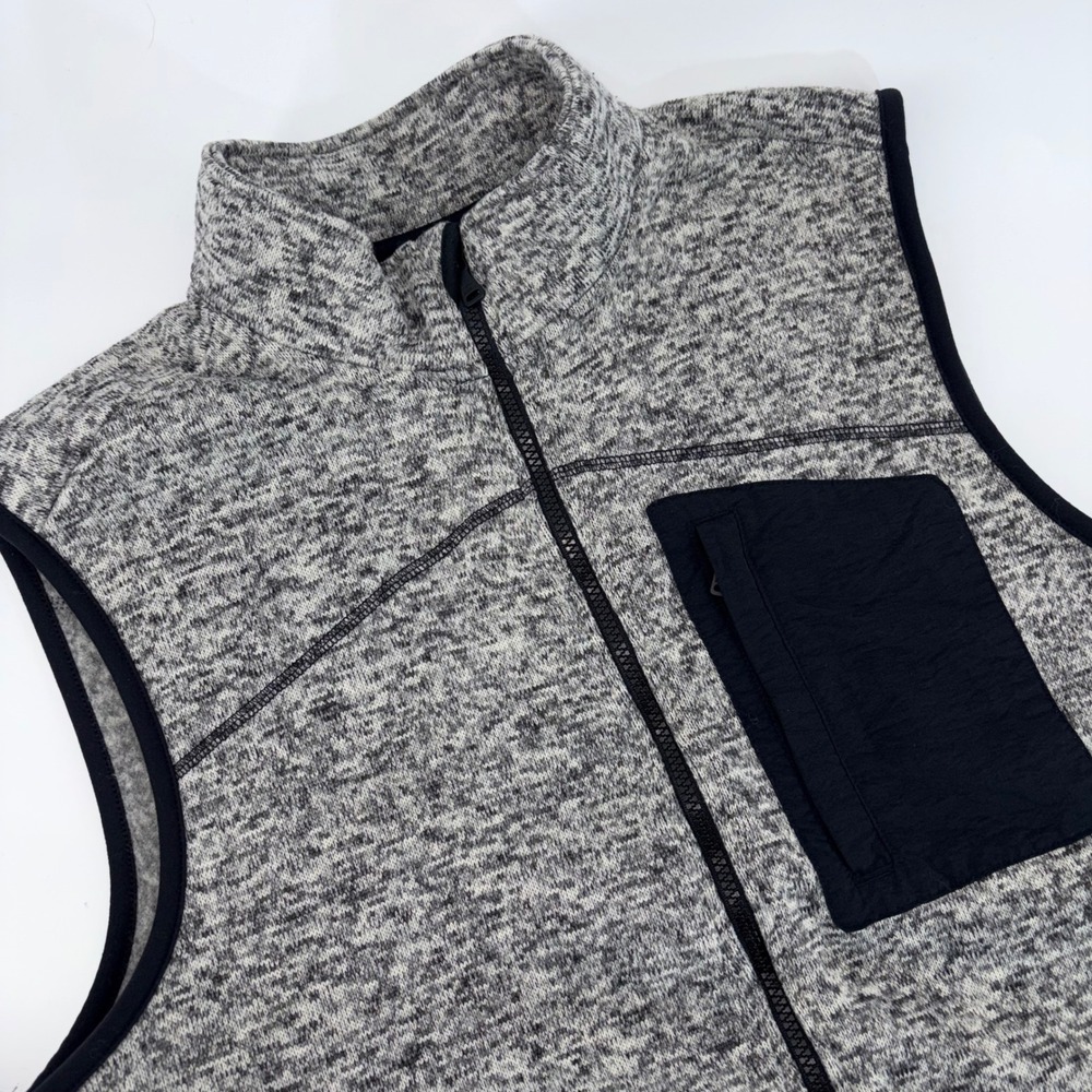 Cody James Mens Grey Marled Full Zip Fleece Lined Western Sweater Vest Large